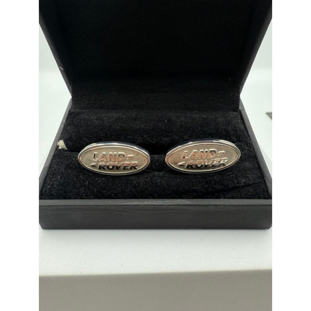 Land Rover Logo Cufflinks Silver Tone Oval Automotive Accessories with Box
